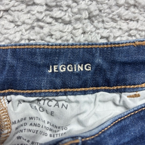 American Eagle Jeans Womens 4 Short Next Level Stretch Jegging Dark Wash Grunge - Picture 3 of 6